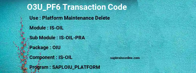 SAP O3U_PF6 transaction code