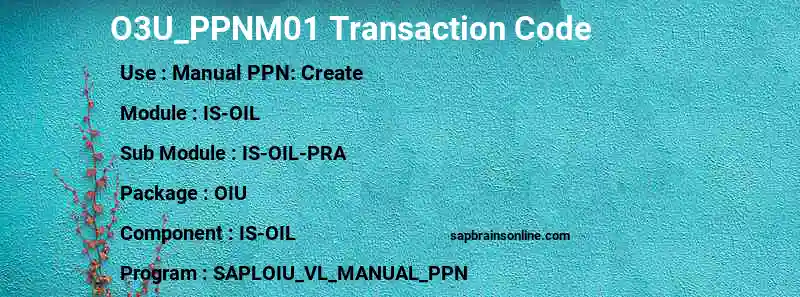 SAP O3U_PPNM01 transaction code