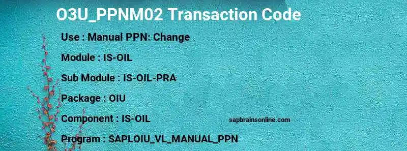 SAP O3U_PPNM02 transaction code