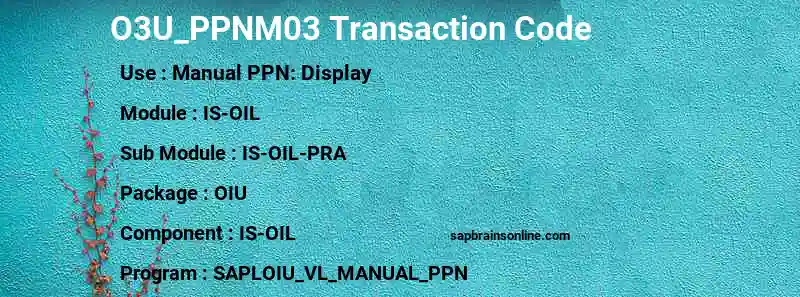 SAP O3U_PPNM03 transaction code