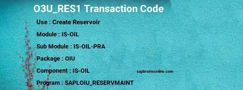 SAP O3U_RES1 transaction code