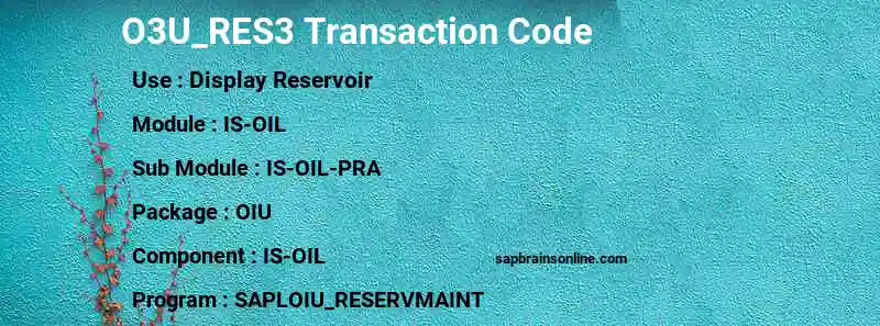 SAP O3U_RES3 transaction code