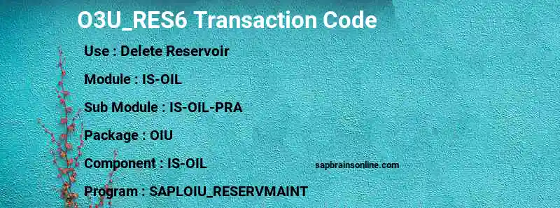 SAP O3U_RES6 transaction code