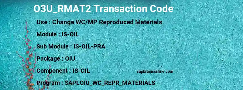 SAP O3U_RMAT2 transaction code