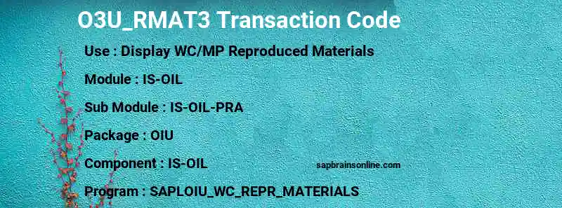 SAP O3U_RMAT3 transaction code