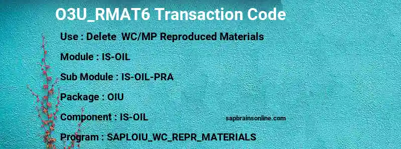 SAP O3U_RMAT6 transaction code