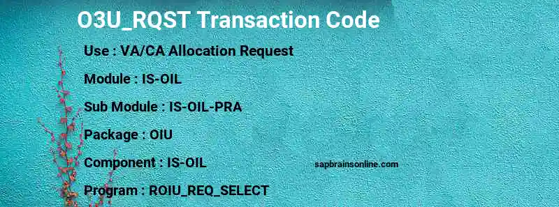SAP O3U_RQST transaction code