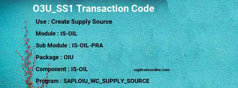 SAP O3U_SS1 transaction code