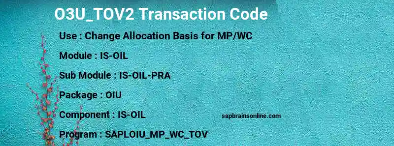 SAP O3U_TOV2 transaction code