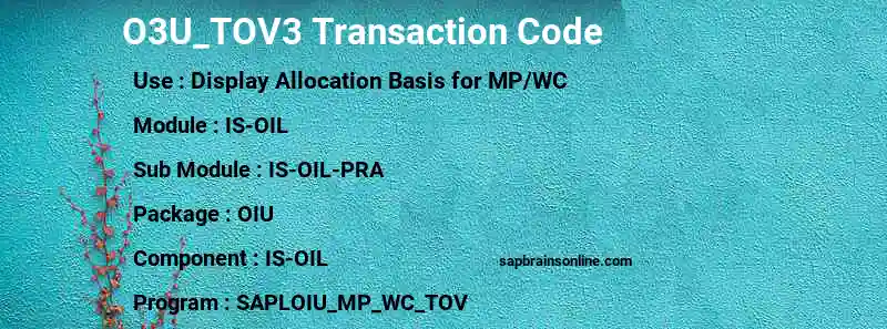 SAP O3U_TOV3 transaction code