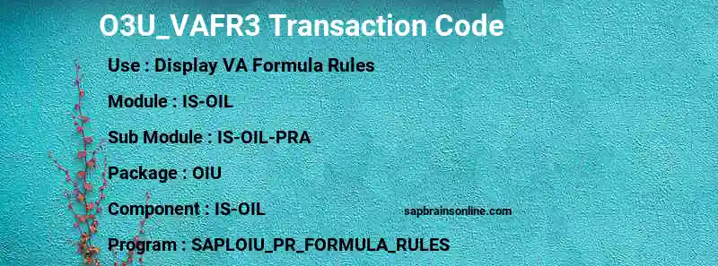 SAP O3U_VAFR3 transaction code
