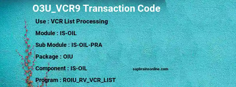 SAP O3U_VCR9 transaction code