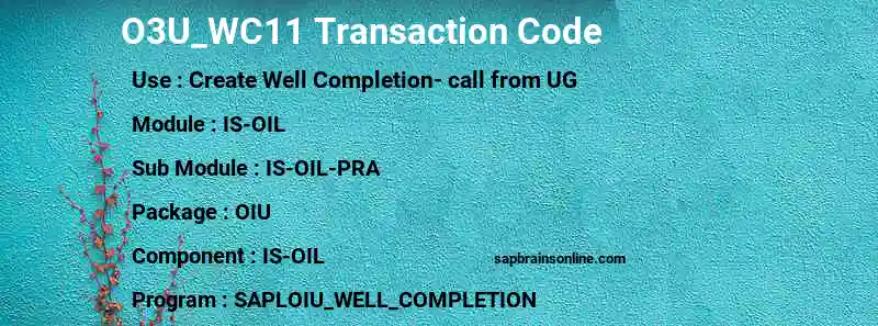 SAP O3U_WC11 transaction code