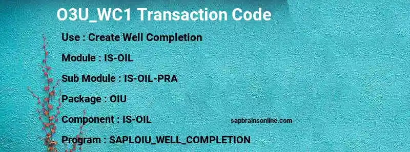 SAP O3U_WC1 transaction code