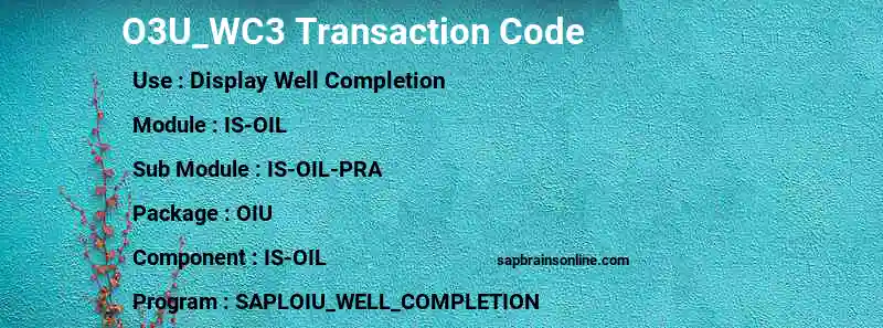 SAP O3U_WC3 transaction code