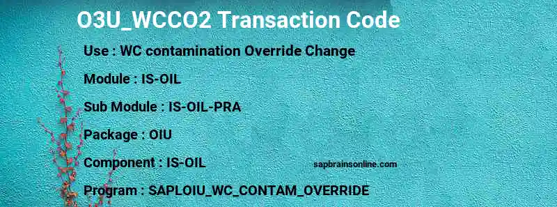 SAP O3U_WCCO2 transaction code