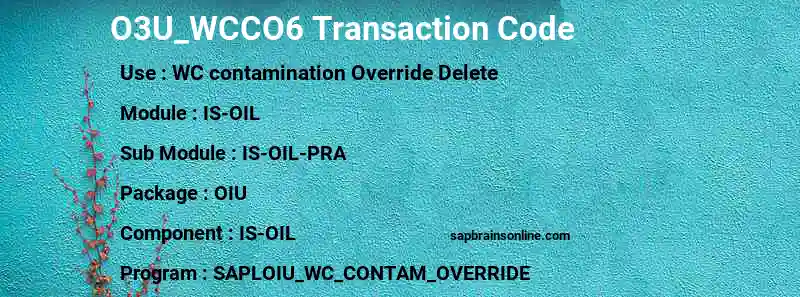 SAP O3U_WCCO6 transaction code