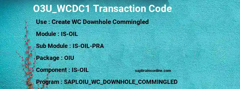 SAP O3U_WCDC1 transaction code