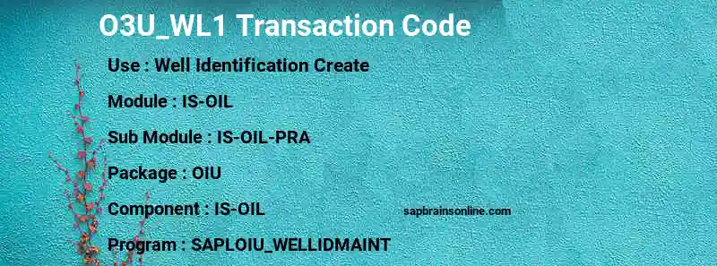 SAP O3U_WL1 transaction code