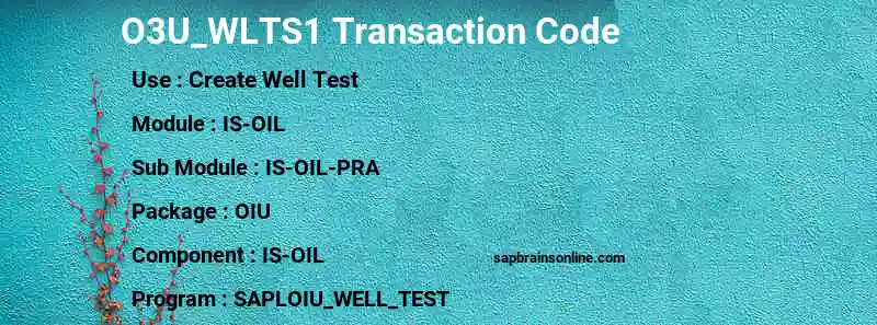 SAP O3U_WLTS1 transaction code