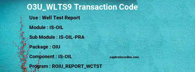 SAP O3U_WLTS9 transaction code