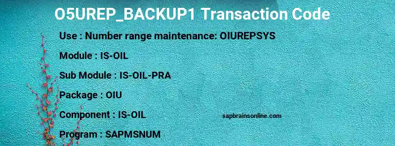 SAP O5UREP_BACKUP1 transaction code
