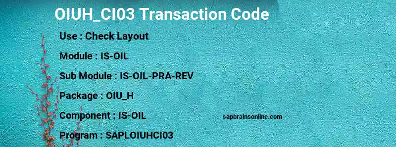 SAP OIUH_CI03 transaction code