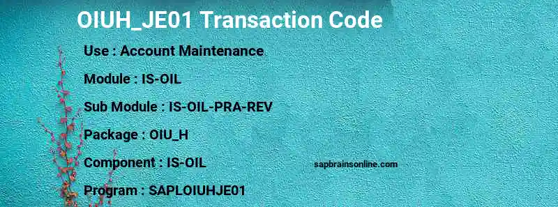 SAP OIUH_JE01 transaction code