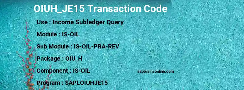 SAP OIUH_JE15 transaction code