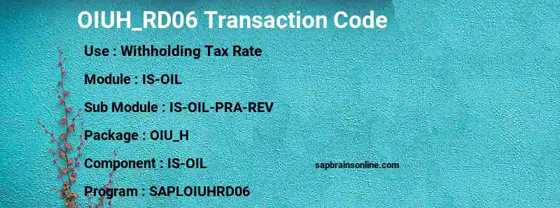 SAP OIUH_RD06 transaction code