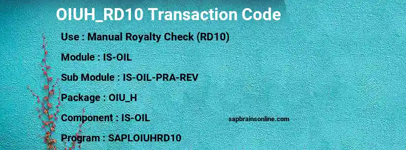 SAP OIUH_RD10 transaction code