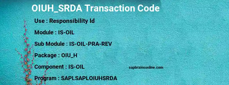 SAP OIUH_SRDA transaction code