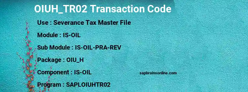 SAP OIUH_TR02 transaction code