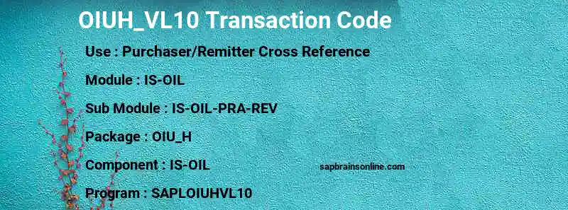 SAP OIUH_VL10 transaction code