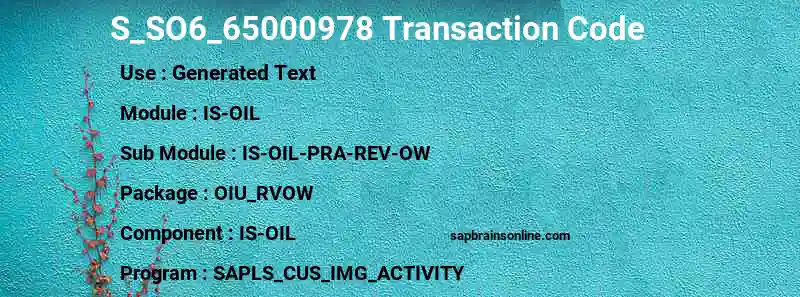 SAP S_SO6_65000978 transaction code