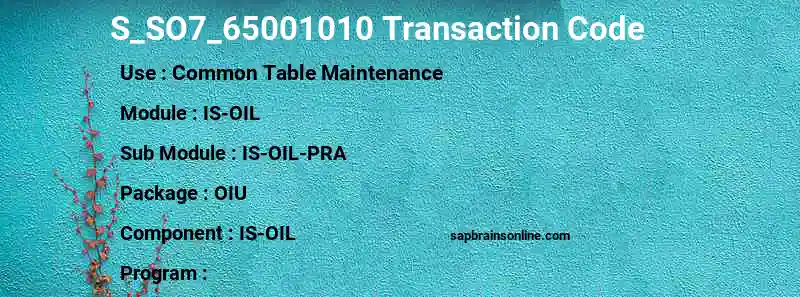 SAP S_SO7_65001010 transaction code