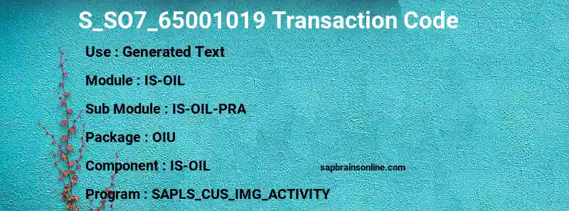 SAP S_SO7_65001019 transaction code