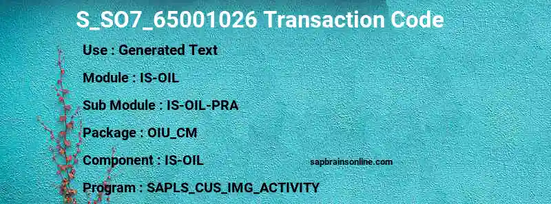 SAP S_SO7_65001026 transaction code