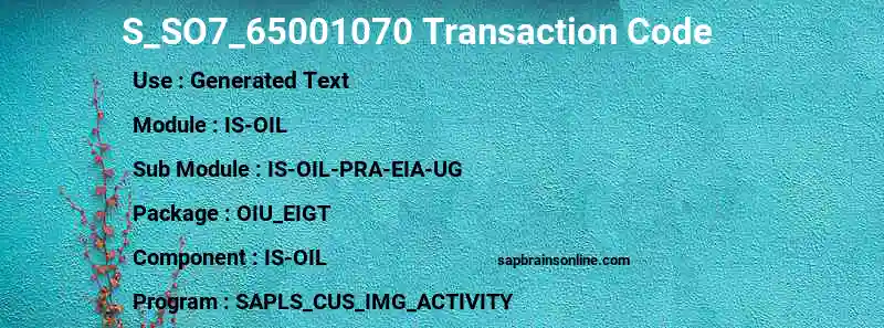 SAP S_SO7_65001070 transaction code