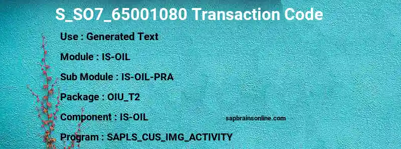 SAP S_SO7_65001080 transaction code