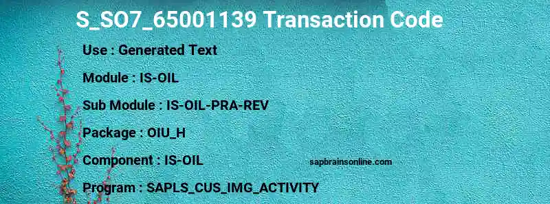 SAP S_SO7_65001139 transaction code