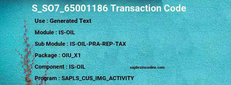 SAP S_SO7_65001186 transaction code