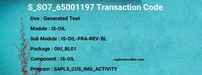 SAP S_SO7_65001197 transaction code