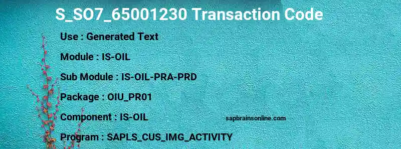 SAP S_SO7_65001230 transaction code
