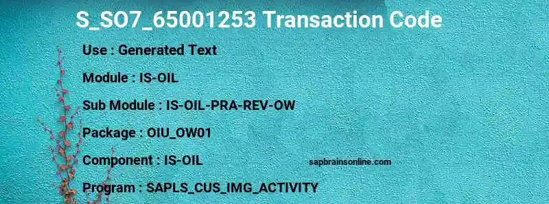 SAP S_SO7_65001253 transaction code