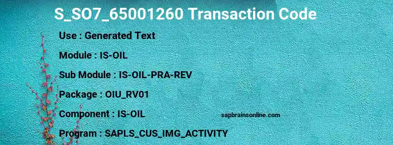 SAP S_SO7_65001260 transaction code