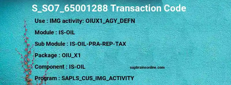 SAP S_SO7_65001288 transaction code