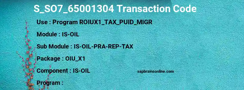 SAP S_SO7_65001304 transaction code