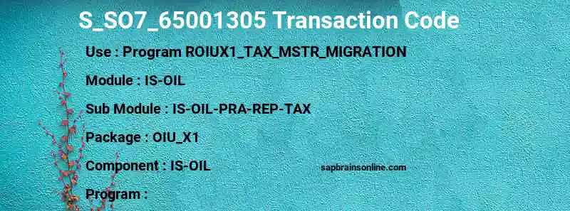 SAP S_SO7_65001305 transaction code