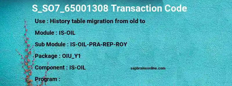SAP S_SO7_65001308 transaction code